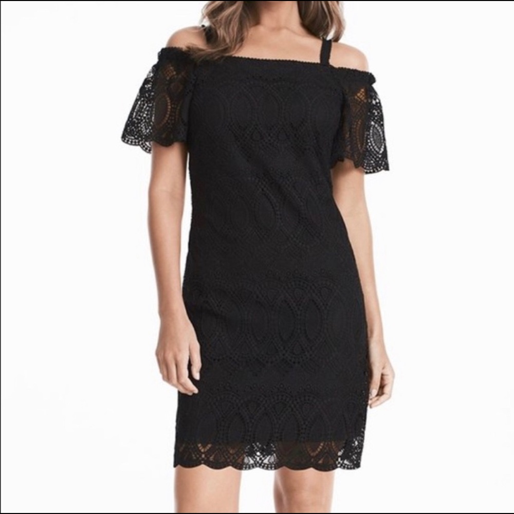 White House Black Market- black lace shift dress